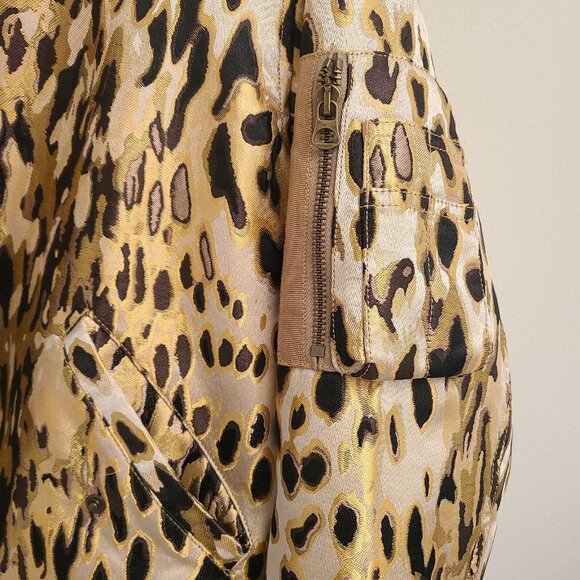 BANANA REPUBLIC BOMBER JACKET Size S LEOPARD Animal Satin Jacquard NEW - Picture 9 of 11